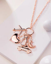 Load image into Gallery viewer, World Tour - Rose Gold Taxi Heart Airplane Travel Charm Lanyard