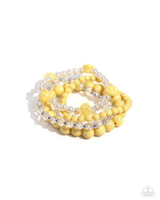 Load image into Gallery viewer, Rosy Retrospection - Yellow Paparazzi Bracelet

