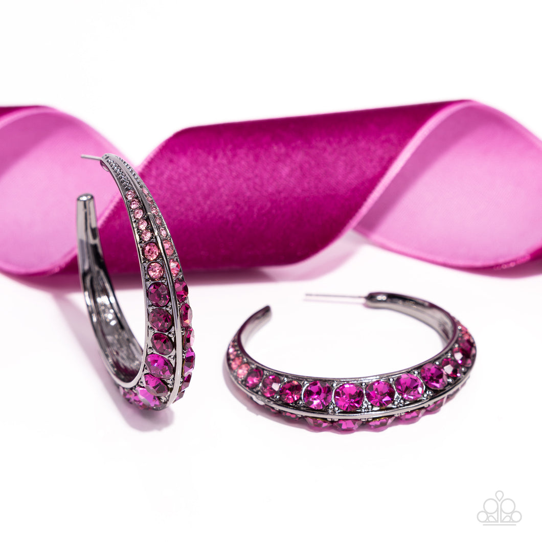 Embedded Edge - Pink Earrings - Paparazzi