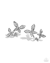 Load image into Gallery viewer, Adorably Aerial - White Butterfly Earrings - Paparazzi
