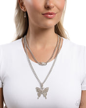 Load image into Gallery viewer, Aerial Arrangement - White Butterfly Necklace - Paparazzi
