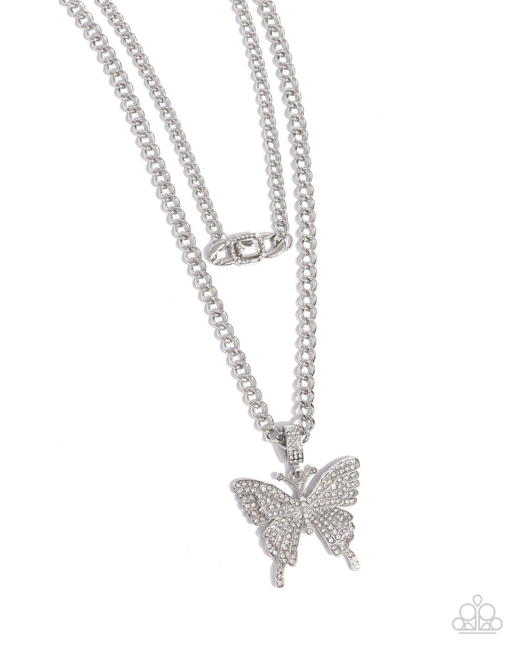 Aerial Arrangement - White Butterfly Necklace - Paparazzi