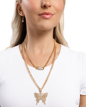 Load image into Gallery viewer, Aerial Arrangement - Gold Butterfly Necklace - Paparazzi
