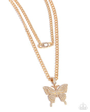 Load image into Gallery viewer, Aerial Arrangement - Gold Butterfly Necklace - Paparazzi
