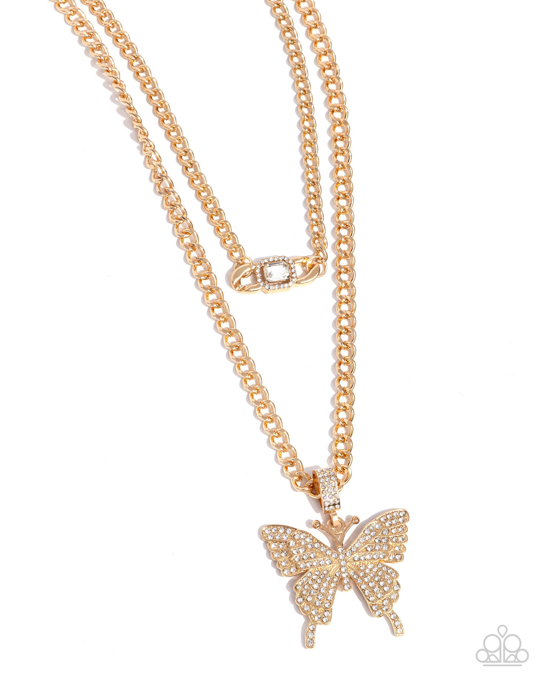 Aerial Arrangement - Gold Butterfly Necklace - Paparazzi