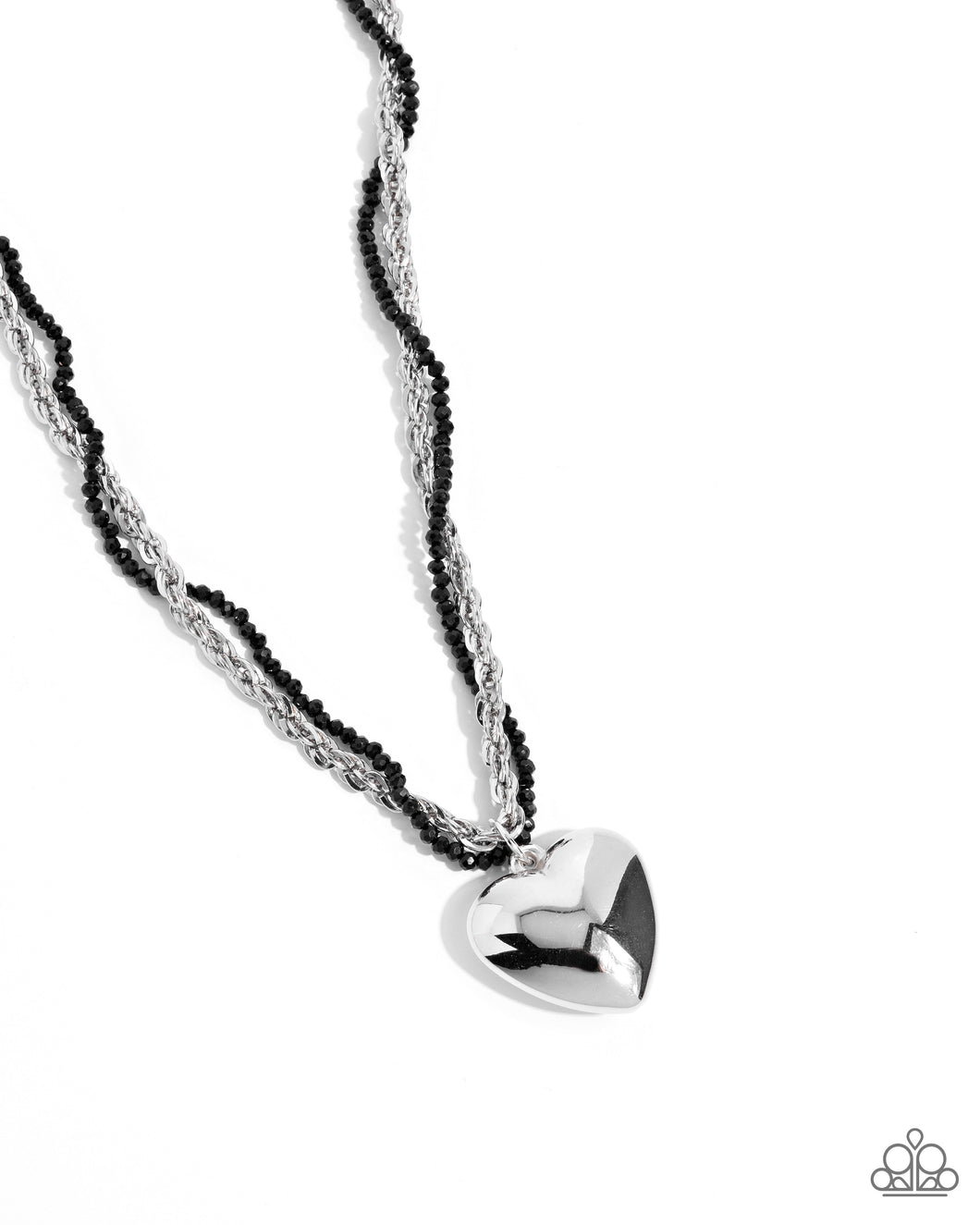 Falling Slowly - Black Heart Necklace - Paparazzi