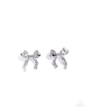 Load image into Gallery viewer, Princess Treatment - Silver Bow Earrings - Paparazzi
