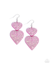 Load image into Gallery viewer, Never Enough Sparkle - Pink Paparazzi Heart Earrings
