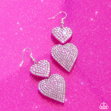 Load image into Gallery viewer, Never Enough Sparkle - Pink Paparazzi Heart Earrings
