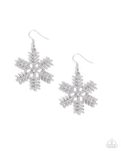 Load image into Gallery viewer, Snowflake Shimmer - White - Paparazzi Earrings
