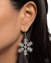 Load image into Gallery viewer, Snowflake Shimmer - White - Paparazzi Earrings

