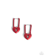 Load image into Gallery viewer, Pampered Padlock - Red Earrings - Paparazzi
