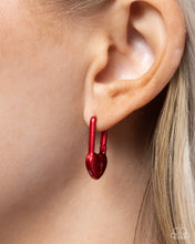 Load image into Gallery viewer, Pampered Padlock - Red Earrings - Paparazzi
