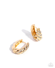 Load image into Gallery viewer, Paved in Glitz - Gold - Paparazzi Hoops
