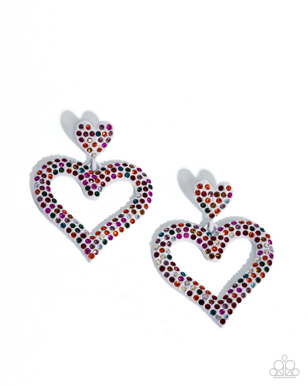 Dazzling Deed - Multi Heart Earrings - Paparazzi