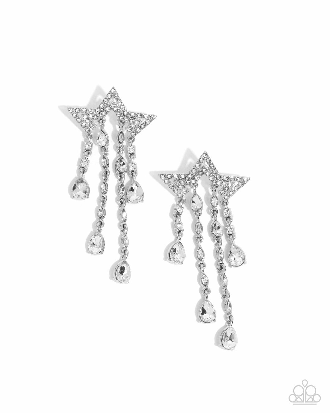 Stellar Scale - White Star Earrings - Paparazzi