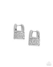 Load image into Gallery viewer, Locked Luxury - White Earrings - Paparazzi
