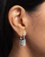 Load image into Gallery viewer, Locked Luxury - White Earrings - Paparazzi
