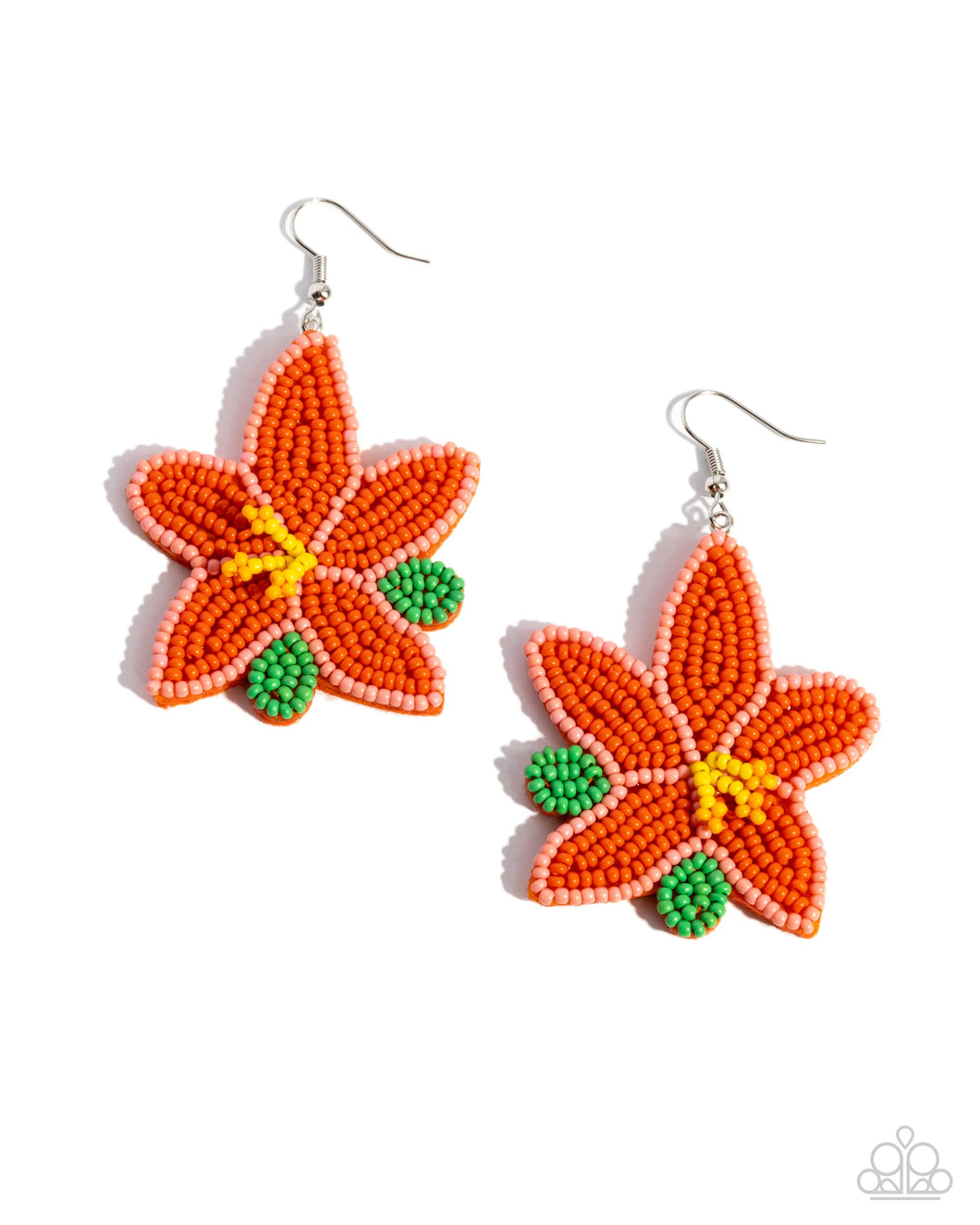 Seed Bead Symmetry - Orange - Paparazzi Earrings