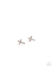 Load image into Gallery viewer, Sacred Shimmer - Gold Cross Post Earrings - Paparazzi
