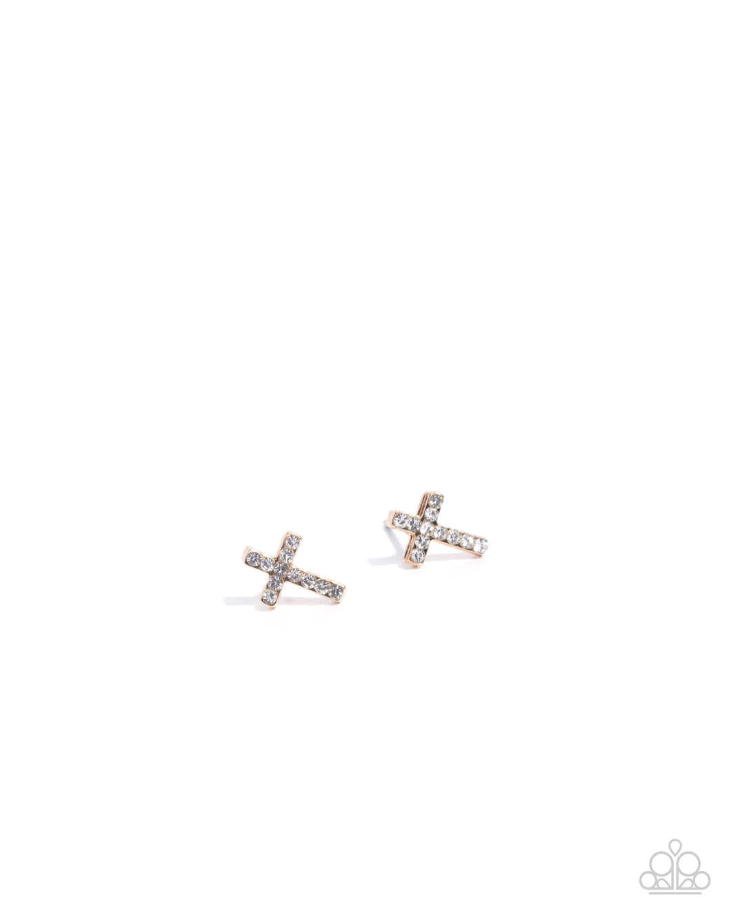 Sacred Shimmer - Gold Cross Post Earrings - Paparazzi