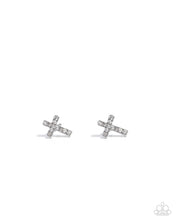 Load image into Gallery viewer, Sacred Shimmer - White Cross Earrings - Paparazzi
