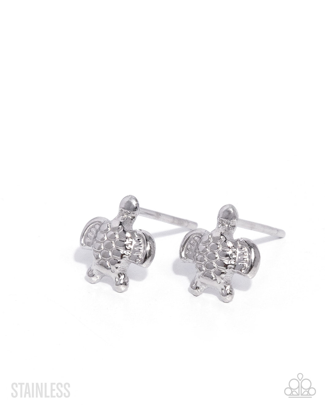 Tactical Turtle - Silver Stainless Steel Earrings