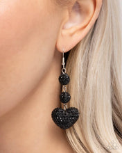 Load image into Gallery viewer, Vision in Shimmer - Black Rhinestone Heart Silver Earrings - Paparazzi
