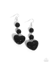 Load image into Gallery viewer, Vision in Shimmer - Black Rhinestone Heart Silver Earrings - Paparazzi
