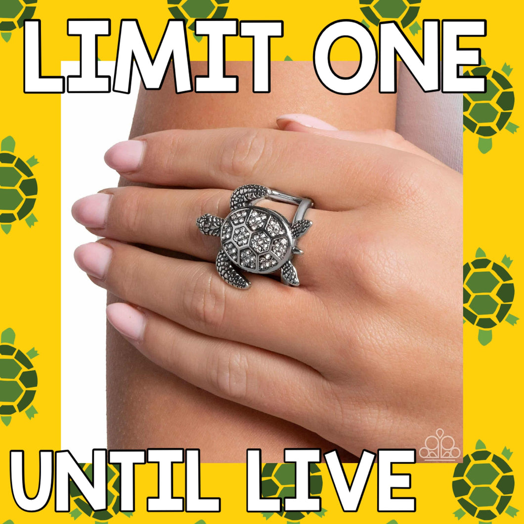 PREORDER ~ Turtle Triumph - Silver Turtle Ring - Paparazzi LIMIT ONE