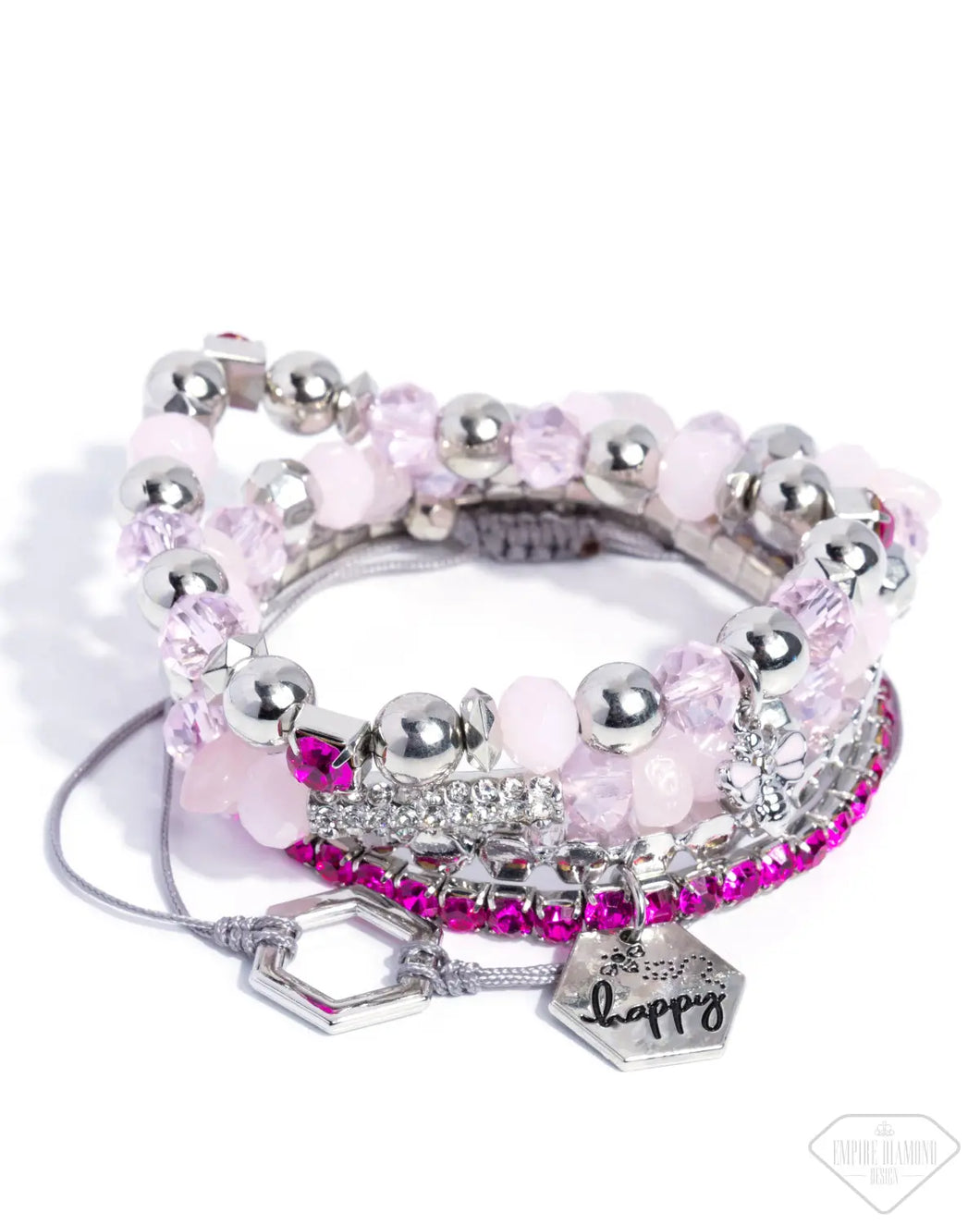 Happy As Can BEE - Pink Bracelet Stack