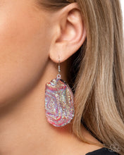 Load image into Gallery viewer, Artistic Avenue - Pink Iridescent Faux Geode Silver Earrings - Paparazzi
