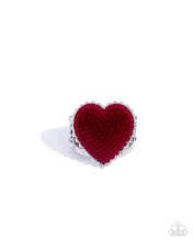 Load image into Gallery viewer, Lighthearted Layers - Red Velvet Heart Silver Ring
