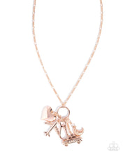 Load image into Gallery viewer, World Tour - Rose Gold Taxi Heart Airplane Travel Charm Lanyard
