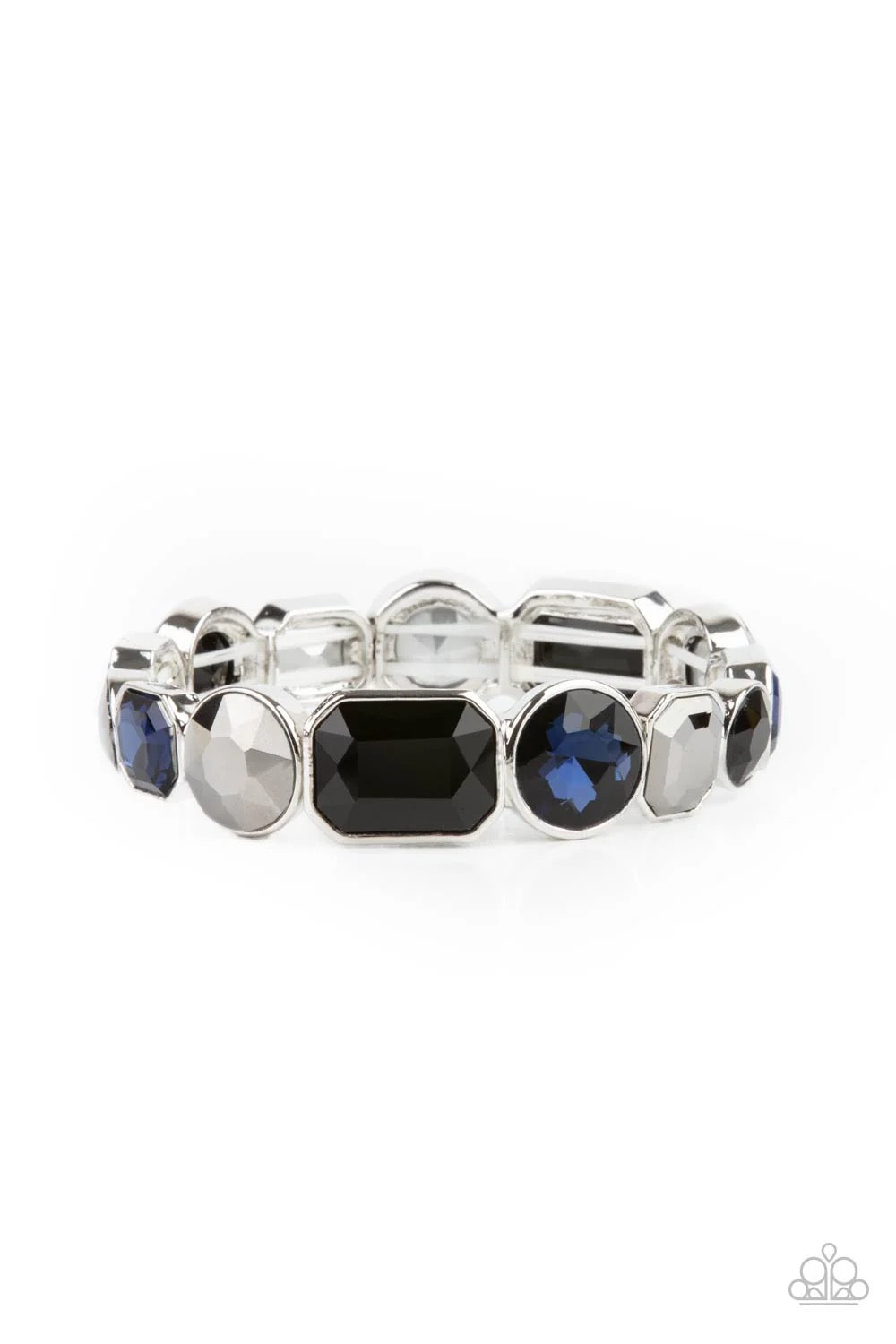 Extra Exposure - Black - Blue - Hematite Bracelet - Paparazzi