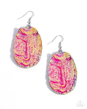 Load image into Gallery viewer, Artistic Avenue - Pink Iridescent Faux Geode Silver Earrings - Paparazzi
