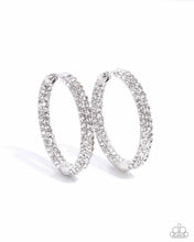 Load image into Gallery viewer, Calming Class - White Hoop Earrings - Paparazzi
