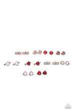 Load image into Gallery viewer, Starlet Shimmer Heart Kiss Pink and Red Post Earrings
