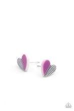 Load image into Gallery viewer, Starlet Shimmer Half Striped Heart Earrings
