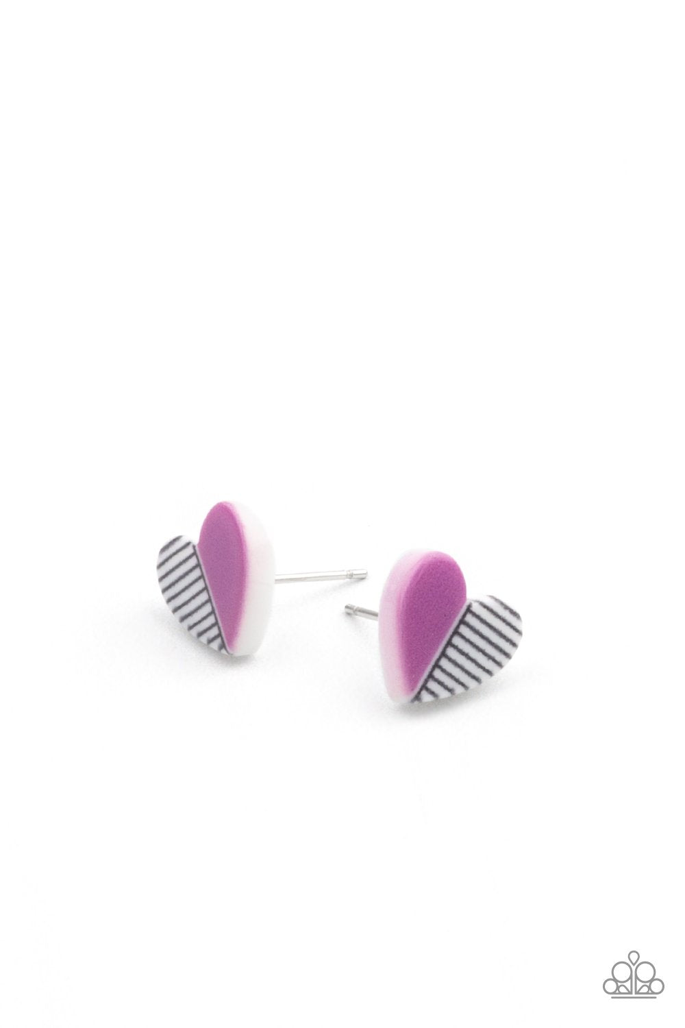 Starlet Shimmer Half Striped Heart Earrings