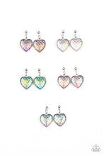 Load image into Gallery viewer, Starlet Shimmer Mermaid Scale Heart Earrings
